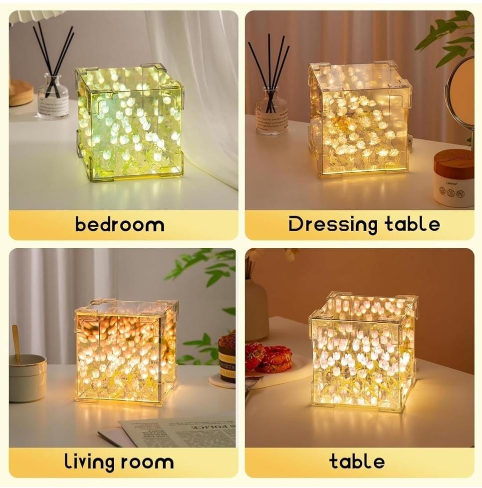 Tulip LED Cube Lamp – Decorative Night Light